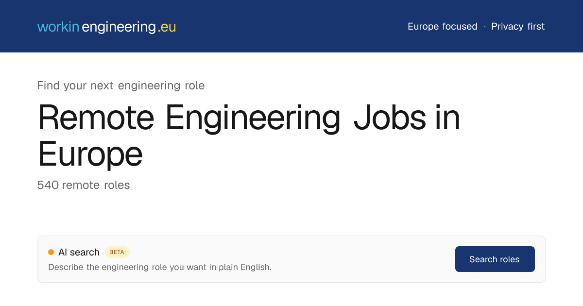 Remote Engineering Jobs in Europe · workinengineering.eu
